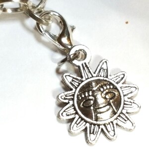 Sun Charm, Dangle Charm, Sun Beaming, Sunshine Charm, Lobster Clasp Charm, Clip On Charm,