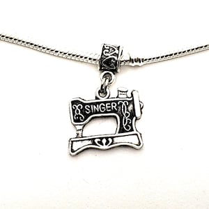 Sewing Machine Charm, Sewing Charm, Crafters Charm, Seamstress Gift, Dangle Charm, Necklace Pendant-Fits Designer & European Charm Bracelets
