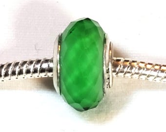 Perline In Vetro Pressato Cristallo Ceco - 8 Mm - Filo Verde - RUBYCA Per Gioielli Fai Da Te