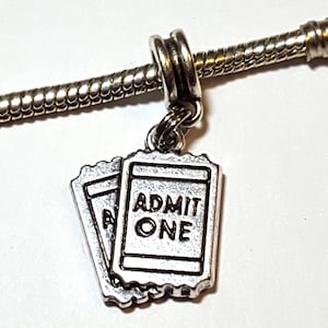 Kinokarten-Charm, Konzertkarten-Charm, Sportticket-Charm, Kettenanhänger, zugeben One Ticket, passt für alle Designer & europäischen Bettelarmband