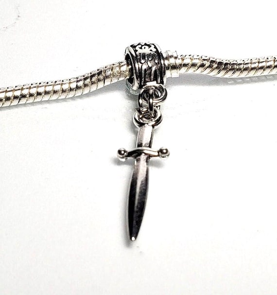 3D Sword Charm, Dagger Charm, Knife Charm, Fits European Charm