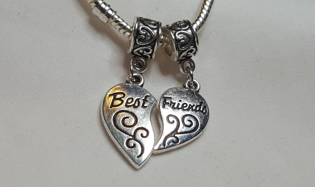Best Friend Charm, Friendship Charm, Heart Shaped Charm, Split Charm