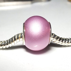 Light Pink Glass Bead, Pearl Pink Bead, Murano Glass Bead, Perfect for Spring Time -Fits all Designer and European Charm Bracelets