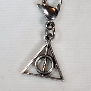 Triangular Mark Charm, Master of Death, Deathly Hallows Charm, Triangle Charm, Lobster Clasp Charm, Clip On Charm,