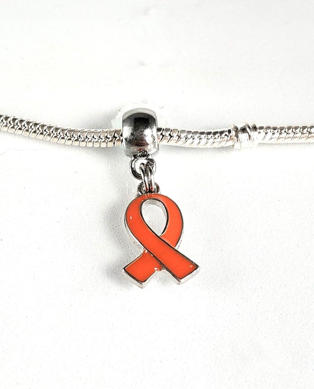 Orange Awareness Ribbon Charm, ADHD, Lupus, COPD, MS Fits European ...