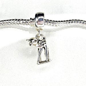Deer Charm, Deer Dangle Charm, Fawn Charm, Deer Pendant, Fawn Pendant ,Bambi Pendant 925 Silver-Fits Designer and European Charm Bracelets*
