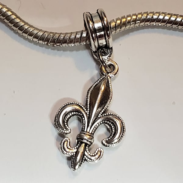 Fleur-De-Lis Charm, Flower-De-Luce Charm, Religious Symbol,-Holy Trinity,-Virgin Mary - Fits all Designer and European Charm Bracelets