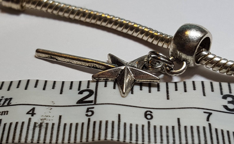 Fairy God Mother Wand Dangle Charm Spacer Magic Wand Tibetan Silver Charm Fits all Designer and European charm bracelet