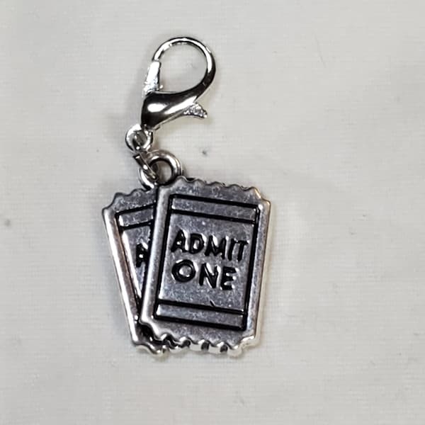 Movie Ticket Charm, Concert Ticket Charm, Date Night Charm, Sporting Event Ticket Charm, Dangle Charm, Lobster Clasp Charm, Clip On Charm,