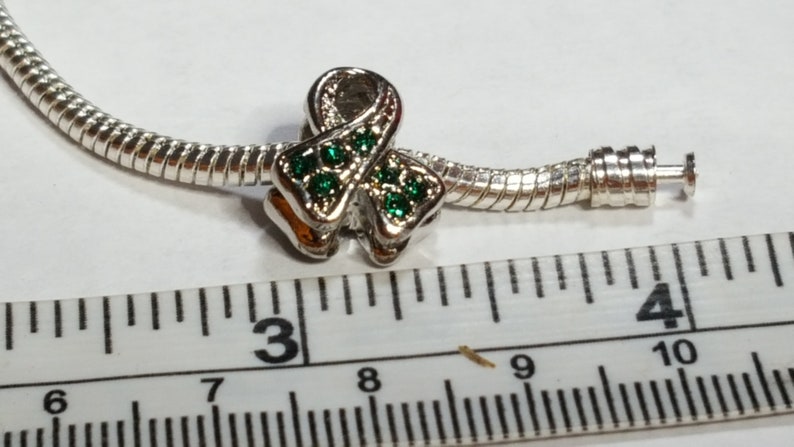 Fits all Designer and European charm bracelet Dark Green Awareness Ribbon-BiPolor,Bronchiolitis,Cerebral Palsy,Depression,Leukemia