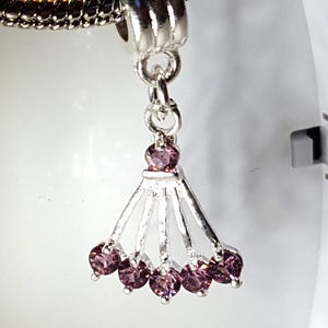 Lavender Purple Charm, Crystal Charm, Dangle Charm, Rhinestone Sector, - Fits all Designer and European Charm Bracelets