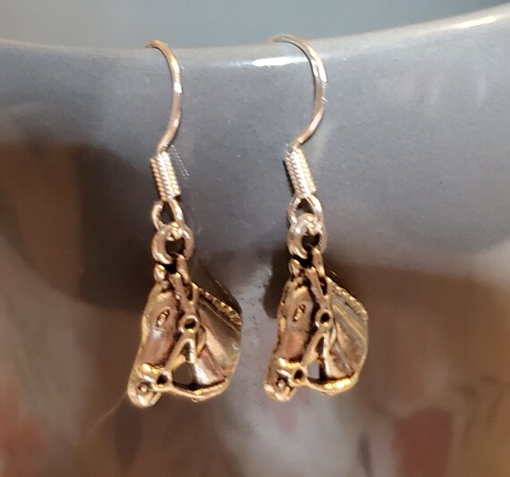 Horse Earrings Petite Horse Earrings Cowgirl Earrings Western Earrings Western Jewelry Attached to 925 Sterling Silver Earring Wire