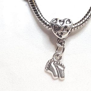 Baby Charm, Newborn Charm, Infant Feet Charm, Dangle Charm, European Metal Charm, - Fits all Designer and European Charm Bracelets*