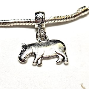 Hippopotamus Charm, Hippo Charm, Dangle Charm, 3D Charm, Safari Charm, African Hippopotamus  ,Fits all Designer and European Charm Bracelets
