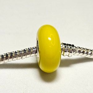 Bright Yellow Glass Bead, Murano Glass Bead, European Glass Bead,  -925 Single Core Fits all Designer and European Charm Bracelets