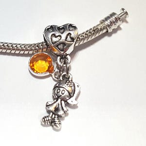 Daughter Charm-Granddaughter Charm-Little Girl Charm-November Birthstone-Baby Girl Charm- Fits all Designer and European Charm Bracelet