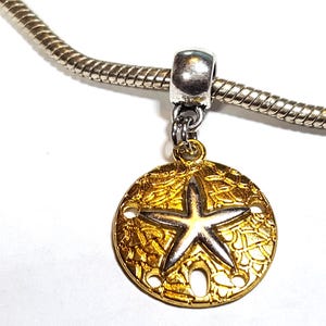 Sand Dollar, Dangle Charm, Summer Charm, Beach Charm, Shell Collecting Charm, Beach Jewelry - Fits all Designer and European Charm Bracelets