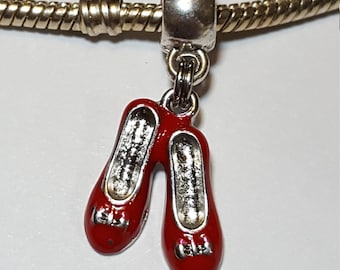 Ruby Red Slippers Charm, Wizard of Oz, Red Shoes, Dangle Charm, Wizard of Oz-Fits all Designer and European Charm Bracelets