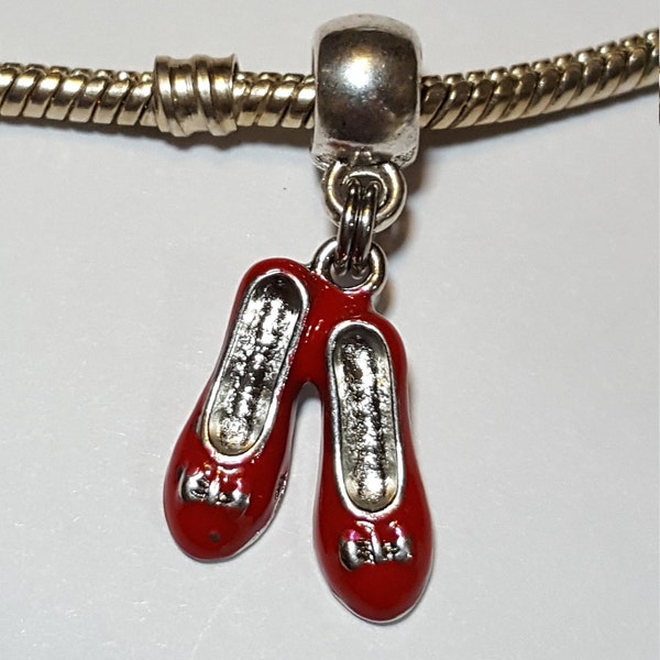 Ruby Red Slippers Charm, Wizard of Oz, Red Shoes, Dangle Charm, Wizard of Oz-Fits all Designer and European Charm Bracelets