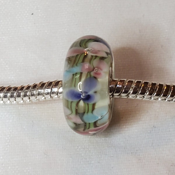 thumbnail image 2 of European 925 Sterling Silver Murano Glass Charm Bead – With CZ, Fits Bracelets 2 of 6