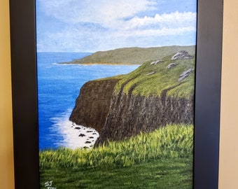 Cliffs of Moher, Ireland, 8"x10", Original Framed Acrylic Painting