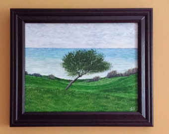 Tree by the Waters Edge, 8"x10", Original Framed Acrylic Painting