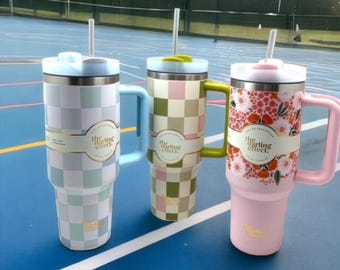 Personalized 40oz Insulated Tumbler with Handle & Straw
