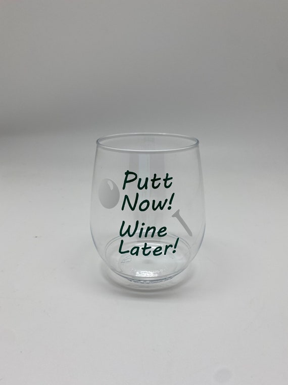 Stemless Wine Glass Putt Now Wine Later Stemless Non 