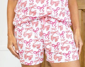 Bow Print Sleep Shorts – Women's Lounge Pajama Shorts