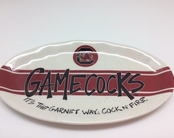 College Tray-Melamine Personalized Univ. South Carolina Platter 12x6.5, USC, Custom Oval serving Tray, Tailgate, College, Football Games