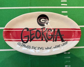 Licensed College Tray-Melamine - University of Georgia -UGA Tailgate Serving Tray (12x7 inches) Go Dawgs!