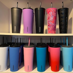 Corkcicle 24oz Cold Cup with straw- Personalize with Name or Monogram-Triple Insulted Stainless Steel Tumbler-Perfect Gift