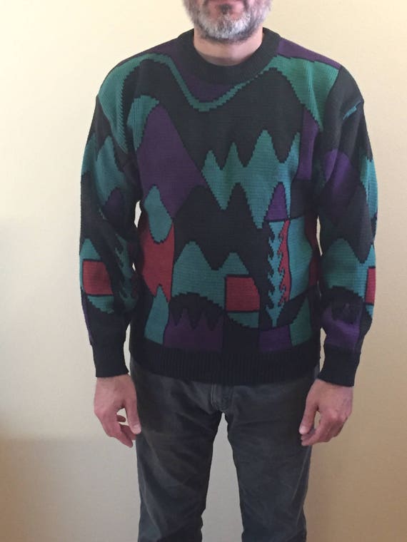 80's abstract sweater // mens L - image 2