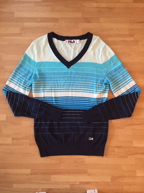 90s Fila V-neck sweater // womens S