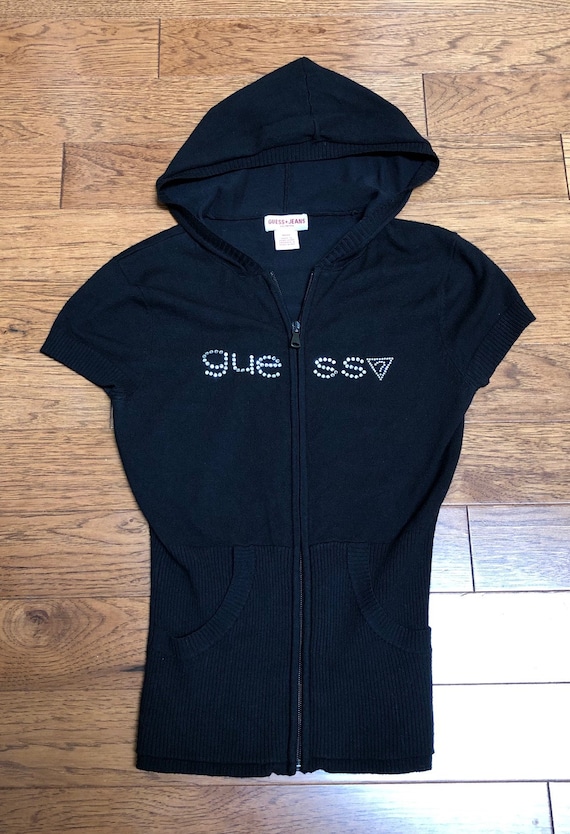 90s Guess Studded Knit Zip Vest Hoodie