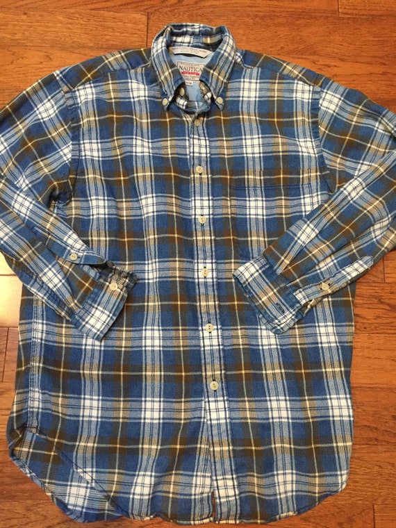 90s Nautica plaid shirt // mens M