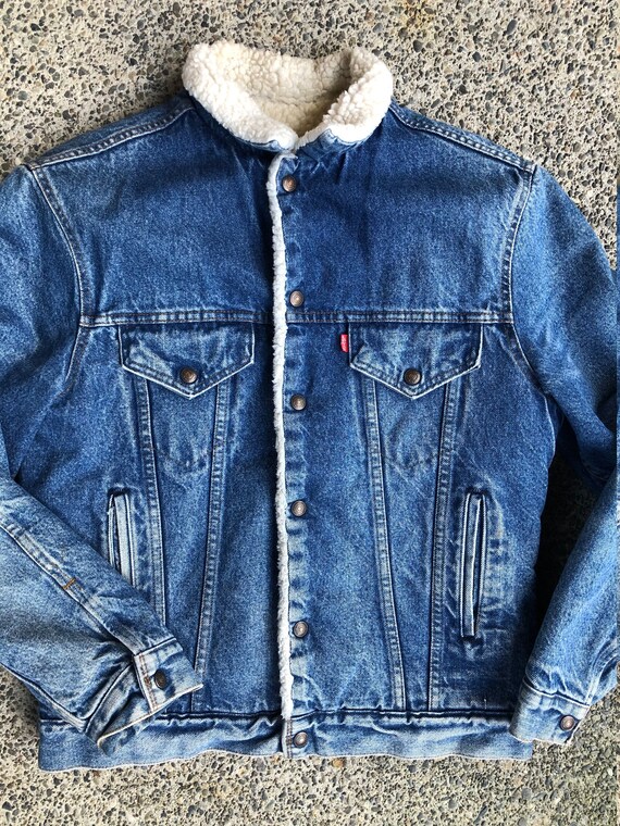 90s Levis Insulated Denim Snap Button Jacket // m… - image 3