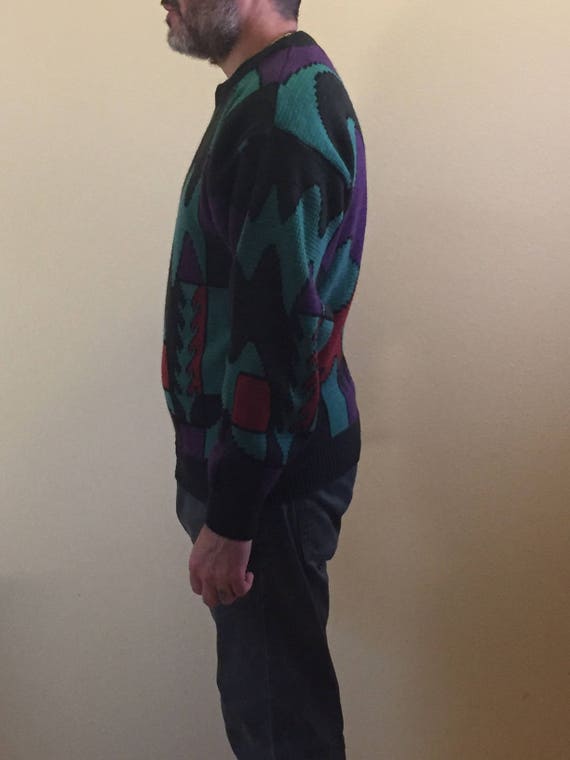 80's abstract sweater // mens L