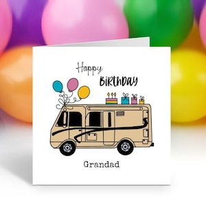 Motorhome birthday personalised card, happy birthday, motorhome lover, campervan, caravan, mobile home, card for him, grandad, dad