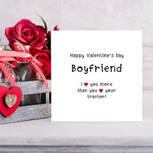 Valentine's funny tractor personalised card, happy valentines day, farmers, tractor enthusiasts, husband, boyfriend, I love you more than