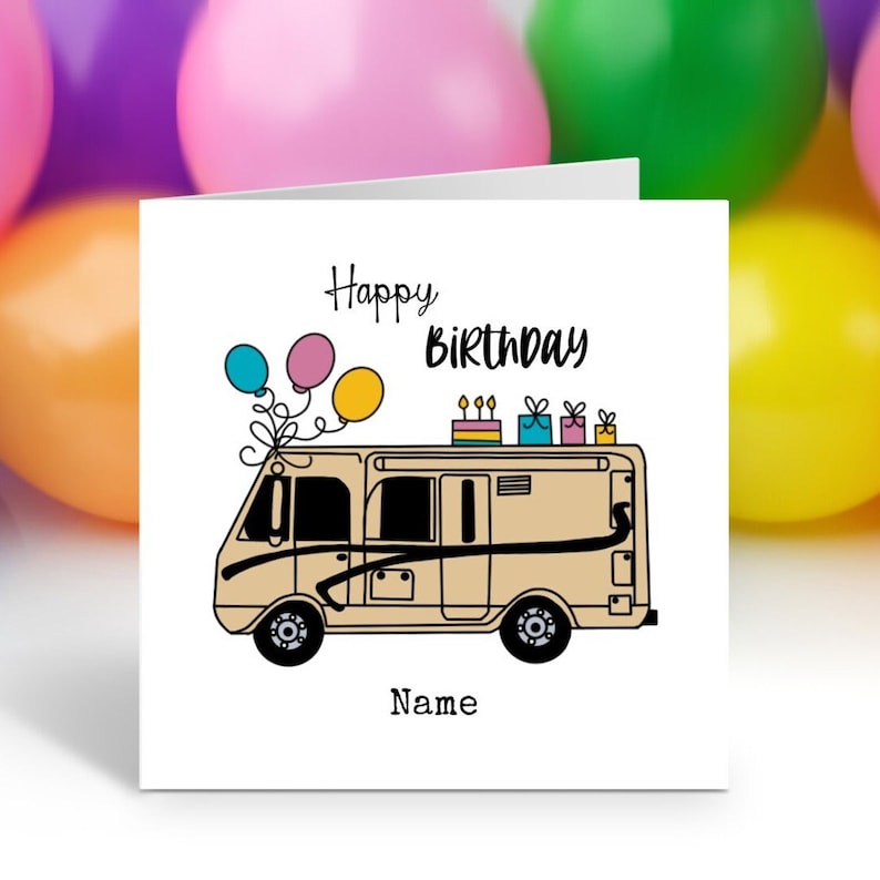 Motorhome Birthday Personalised Card, Happy Birthday, Motorhome Lover ...