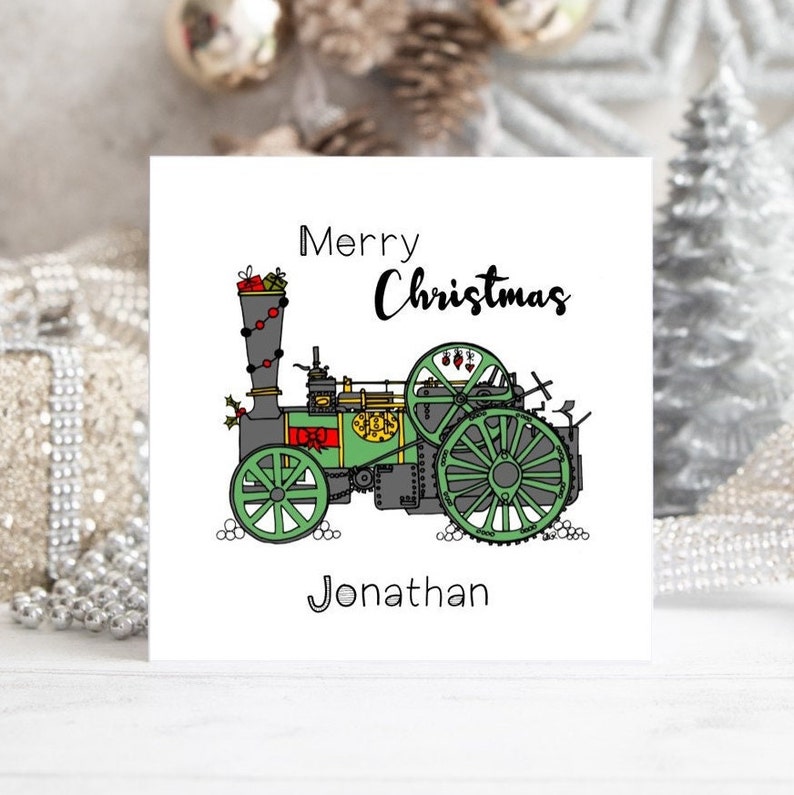 Personalised Steam Engine Christmas Card Traction Engine Etsy