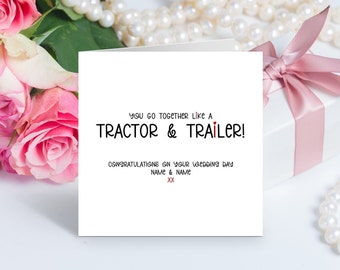 Tractor Wedding Card: Funny Farming Congratulations Card