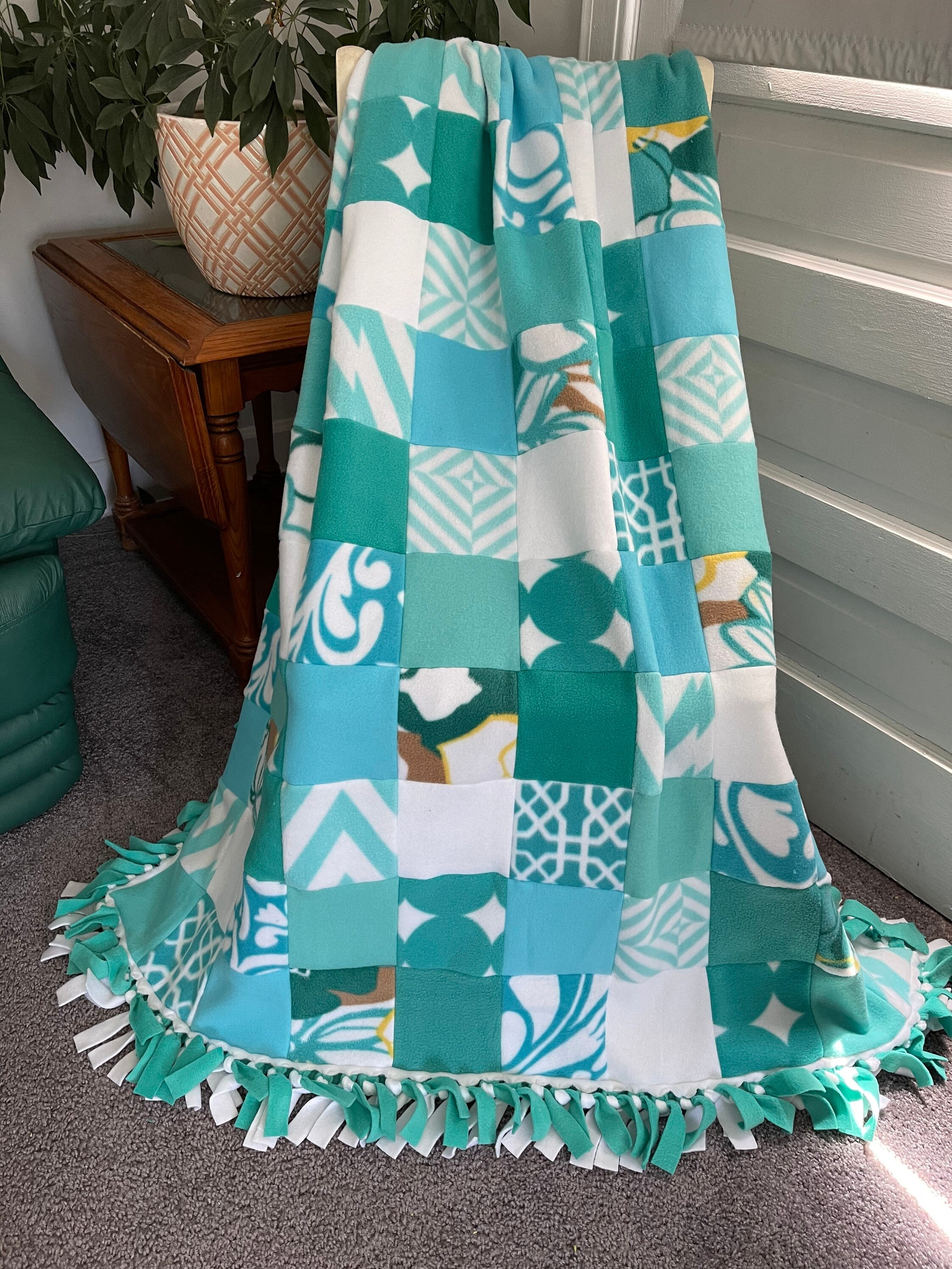 Patchwork fleece blanket hotsell