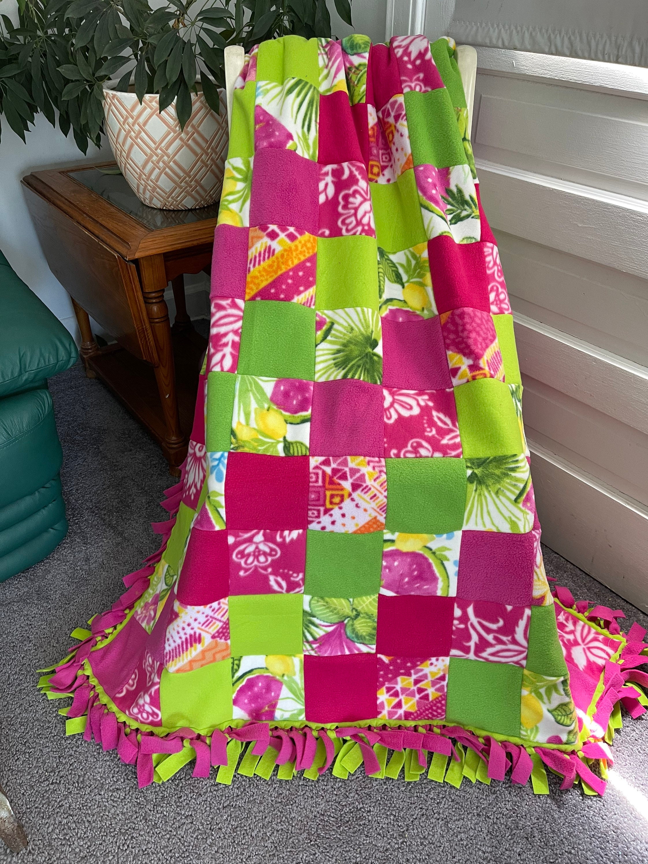 Patchwork fleece blanket hotsell