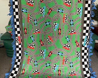 RACE CAR ROADWAY Fleece Blanket
