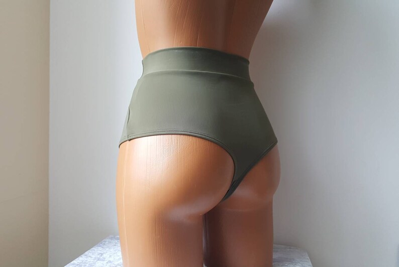gray high waisted bikini bottoms