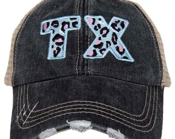 Blue Leopard TX Trucker Hat