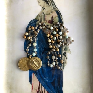 Beautiful Virgin Mary necklace - Lord’s Prayer necklace - vintage mix jewelry - Catholic jewelry - layering necklace - Catholic gift -