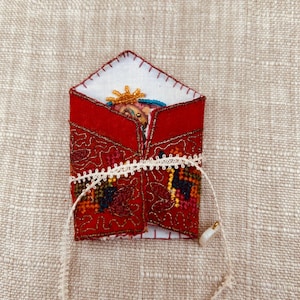 mini Virgin Mary shrine - travel altar - pocket shrine - Catholic art - Catholic gift - diana d darden - holy mother - hand stitched shrine